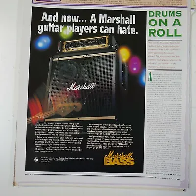 21x30cm Magazine Cutting 1994 MARSHALL DYNAMIC BASS • £10