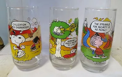 3 Vintage McDonalds Camp Snoopy PEANUTS Collection Drinking Glasses • $21.95