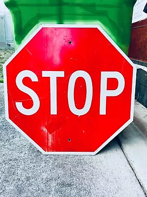 STOP SIGN Authentic Retired Road Sign Vintage Large Real 24x24 Decor Collectible • $61.45