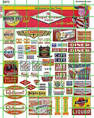 5073 Dave's Decals Ho Rc Moon Pie Southern Diner Cafe Set Hardware Bread Cola • $8.59