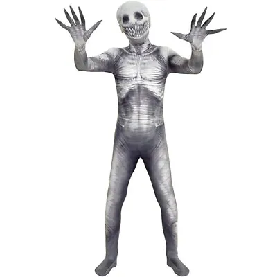 Halloween Scary Demon Skeleton Zombie Mask Jumpsuit Adult Kids Bodysuit Zentai • £17.40
