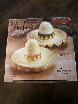 Sombrero Salt & Pepper Shaker Set - NEW IN BOX Mexican Culture • $15