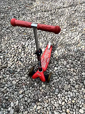 Micro Mini 3 Wheel Scooter Deluxe LED Wheels Red Adjustable Height Ages 2-5 • £50