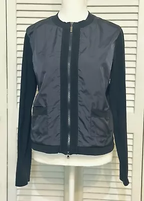 MONCLER Maglia Tricot Alla Coreana Zip Jacket Sweater Navy Blue Women's Size M • $80