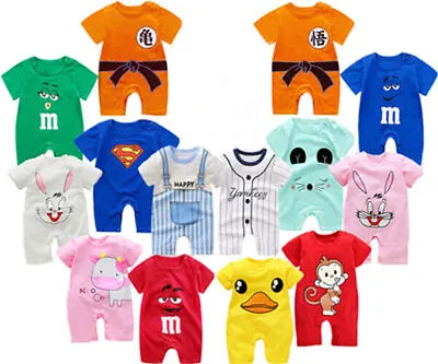 Newborn Infant Baby Boy Girl Kids Cotton Romper Jumpsuit Bodysuit Clothes Outfit • £7.99