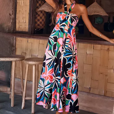 Women Summer Sleeveless Beach Long Dress Printed Casual A-line Boho Maxi Dress • $37