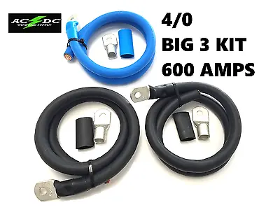 4/0 Gauge AWG Big 3 Upgrade BLUE/BLACK Electrical Wiring 600 AMPS USA MADE • $66.99