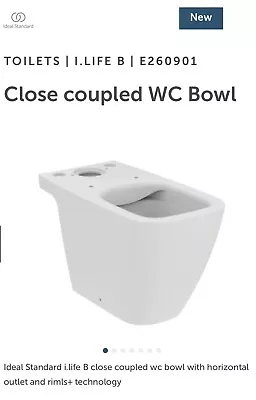 Ideal Standard I.life B Close Coupled WC Rimless Toilet Bowl (bowl Only). • £25