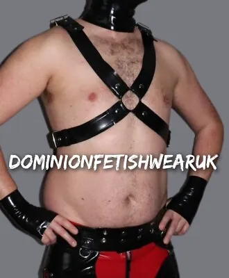 Latex Male Cross Harness Heavy Rubber Fetish Wear Medium 36  - 40  Chest 2.1mm • £100