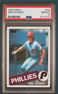 1985 Topps #500 Mike Schmidt Phillies Hof Psa 10 • $225