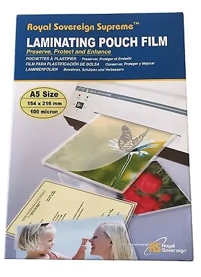 A5(154x216mm) Lamination Film Gross 100 Micron Royal Sovereign (Pack Of 100) • £8.99