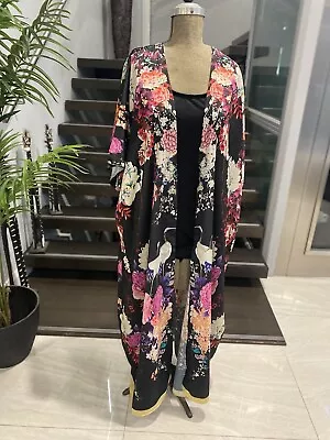 14-26 New Women’s Silk Mix Kimono Jacket Kaftan Cover Up Embellished Plus Size • $59