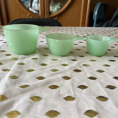 Jadeite Green Depression Like Glass Nesting Measuring Cups Set Of 3 Vintage • $14.99