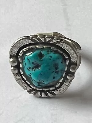 £19.99 • Buy Native American Indian Look Vintage Ring Silver Turquoise Size 6 Not Genuine
