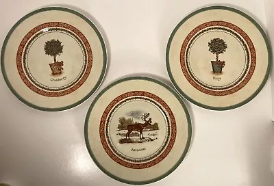 Villeroy & Boch FESTIVE MEMORIES-WINTER SCENES Holly Cranberry Deer 8.5” Plates • $54.95