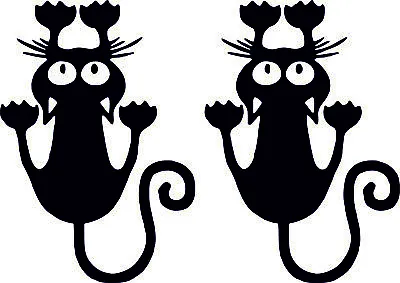 2 Funny Cat-Sticker-Funny-Stickers-Decals-Car-Wall-Mirror-Window-70x100mm Each • £1.99