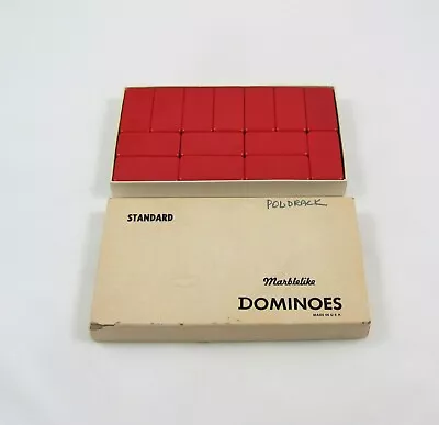 Vintage Standard Red Marblelike Dominoes No. 616 From Puremco Mfg. Co. • $60