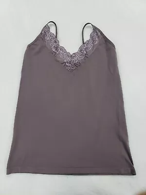 $13.40 • Buy Kathy Curvy Womens One Size Shaping Tank Top Mauve Dusty Lace V Neck Thin Straps