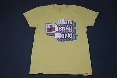 Walt Disney World Adult Large Yellow Graphics Vacation Micky Mouse Tee Mens • $16.77