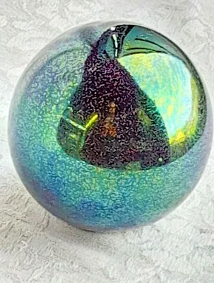 £20 • Buy Azure Heron Glass Globe Paperweight - 9 Cm - Hand Crafted In Cumbria, UK