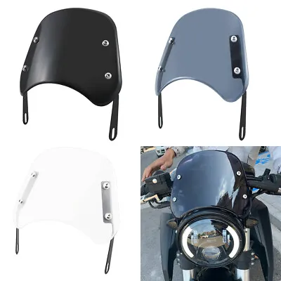 Universal 5-7  Motorcycle Windscreen Headlight Fairing Windshield For Cafe Racer • $29.11