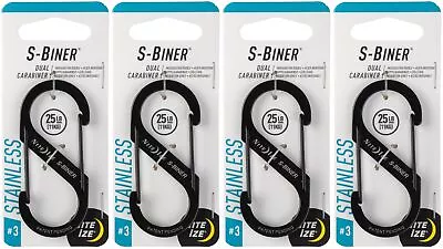 Nite Ize S-Biner Stainless Steel Dual Carabiner #3 - Black (4-Pack) • $14.76