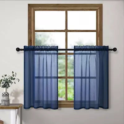 Rod Pocket Linen Look Short Curtains • $25.41