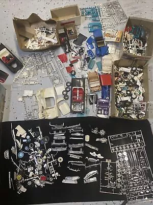 Massive Lot Vintage Model Car Junkyard Lot  Parts Huge Lot! Chrome & More • $35.98