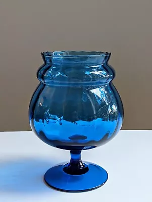 Vintage Cobalt Blue Art Glass Collectable Empoli Style Candy Dish Vase MCM  • $38