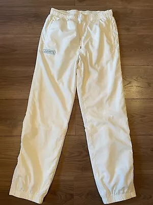 Lacoste White Heritage Tracksuit Bottoms Trousers Mens Zip Ankles Lined Size 38 • £35