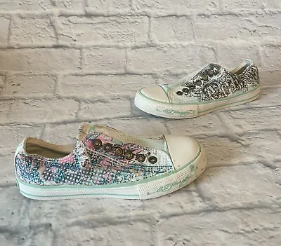 Ed Hardy Slip On Multicolor Low Top Laceless Shoes Sneakers Women’s Size 5 • $38.72