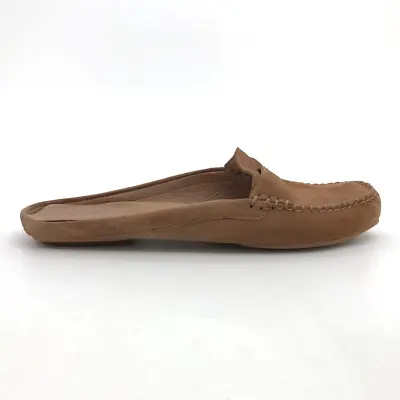 J. Jill Womens Mule Flat Shoes Brown Leather Slip On Moc Toe Penny Loafer 7.5 M • $32.99