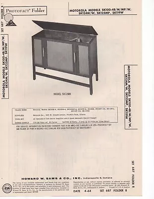 1964 Motorola Sk100-4b Record Player Changer Service Manual Schematic 4m 4mp ++ • $10.99