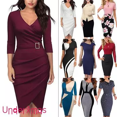 £14.49 • Buy Womens Elegant Mini Pencil Dress Ladies OL Work Office Evening Cocktail Bodycon