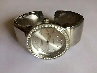 Vivani Quartz Rhinestone Embellished Ladies Silver Finish Cuff Watch 6  • $9.95