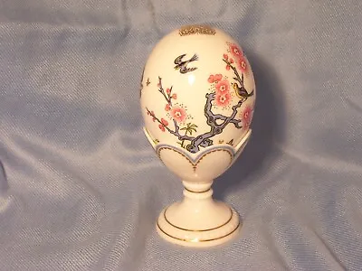 MINTON BONE CHINA~EGG & EGG CUP~SPRING BIRDS FLOWERS~Ltd.Ed GOLD BUTTON • $19.99