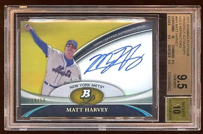 Bgs 9.5 *10* Auto Matt Harvey 2011 Platinum Rc Auto /50 Subs 10 95 95 95 10 Mets • $299.99