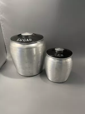 Vintage Kromex Aluminum 2 Pieces From Canister Set Sugar & Tea W/Lids ONLY ! • $12.92
