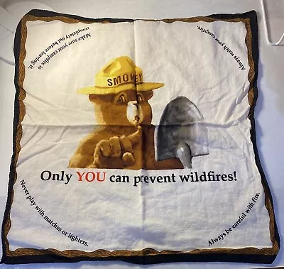 VTG 20 X20  Smokey The Bear Bandana Scarf Handkerchief Hanky Prevent Wildfires • $10