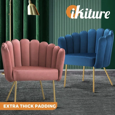 $159.90 • Buy Oikiture Armchair Accent Chairs Lounge Dining Chair Velvet Fabric Sofa Couches