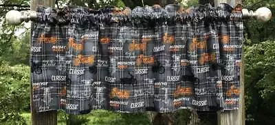 Motorcycle Valance Gray Plaid Classic Cycle RV Camper Boy Man Cave Bath Curtain • $18.99