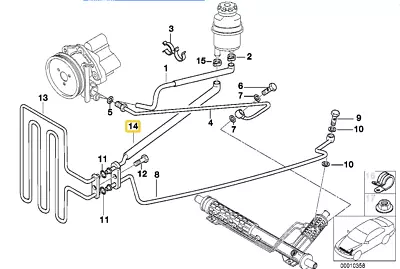 Hydraulic Steering Return Hose For BMW E-38 E-39 • $14.95