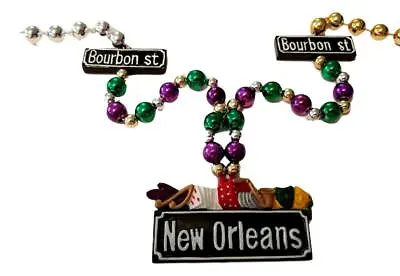 New Orleans Bourbon Street Casino Mardi Gras Bead Necklace • $6.99