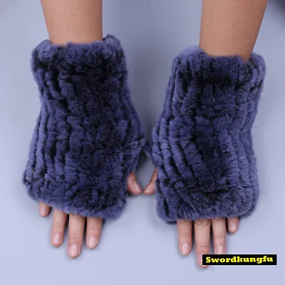 Fashion Women's Winter Gloves Real Rabbit Fur Mittens Girl Fingerless Gloves • $24.77