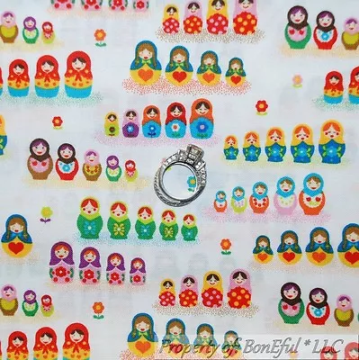 BonEful Fabric FQ Cotton Quilt Rainbow Russian Nesting Doll Flower Calico Small • $5.25