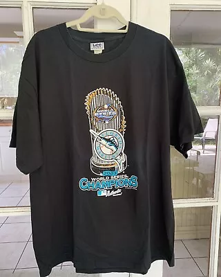 Miami Marlins XL 2003 World Series Champions Trophy Tee Shirt Cotton Lee Sport • $14