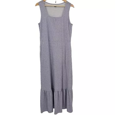Lands' End Womens M Cotton Modal Square Neck Tiered Maxi Dress Pockets • $20