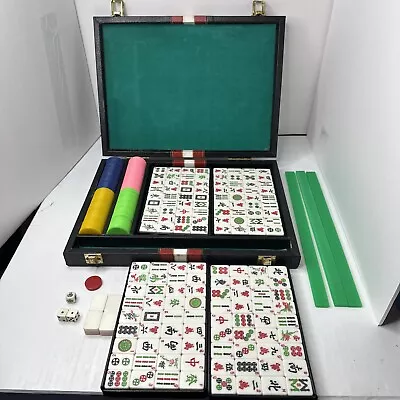 Vtg 144 Tile Mahjong Game Pink Version With Case Dice Tiles & More • $90