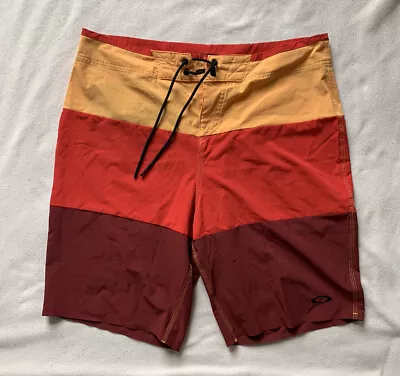 OAKLEY Men's Ozaki Color Block Board Shorts 21’’ - Red Orange Maroon - Size: 36 • $9.99