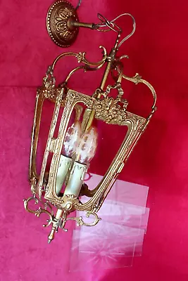 Super Quality French Rococo Bronze And Etched Glass Lantern Hall Lights Pendant • £699